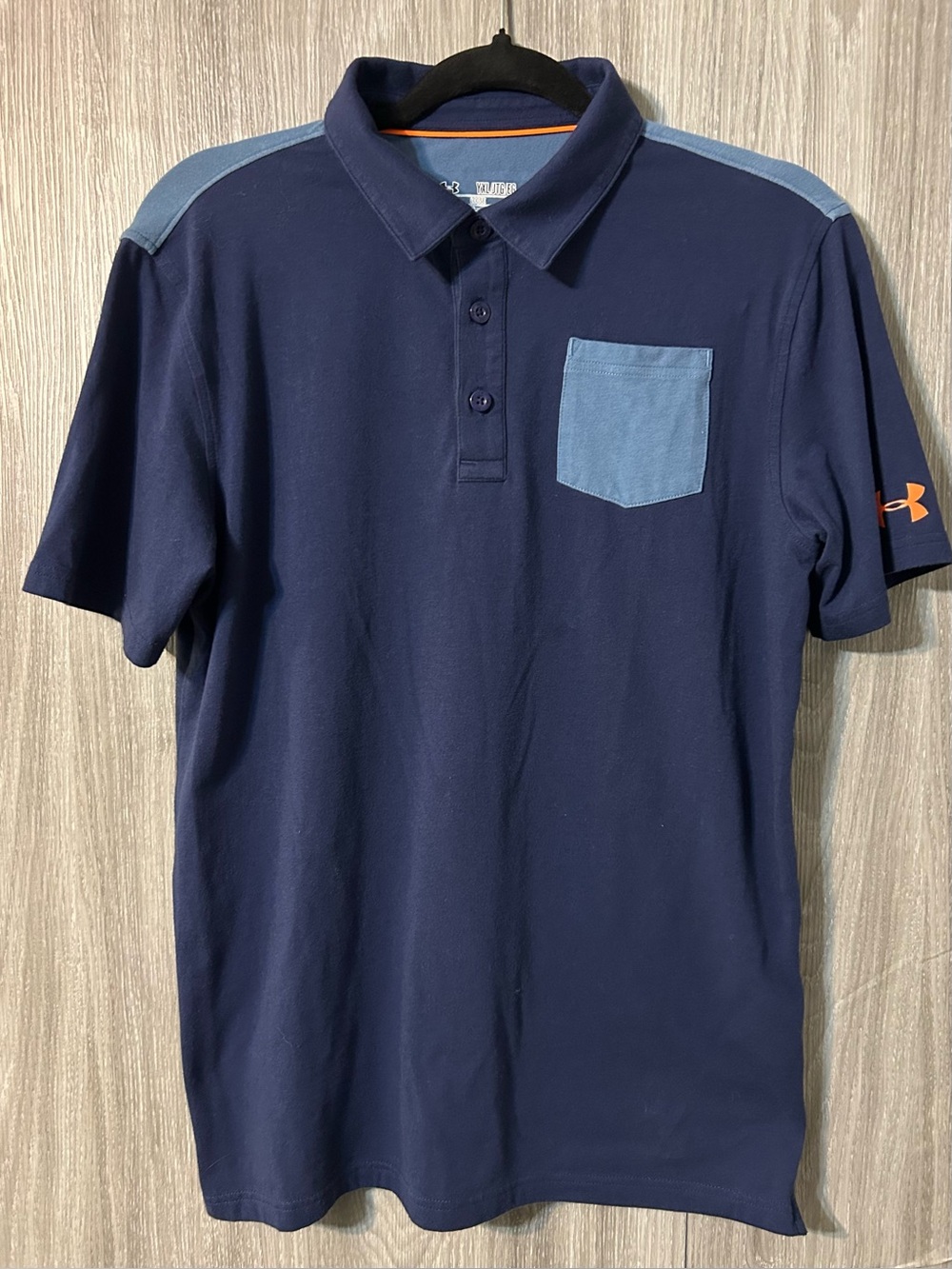 Under Armour Yourh Loose Fit Heat Gear Navy Polo with Contrast Pocket YXL